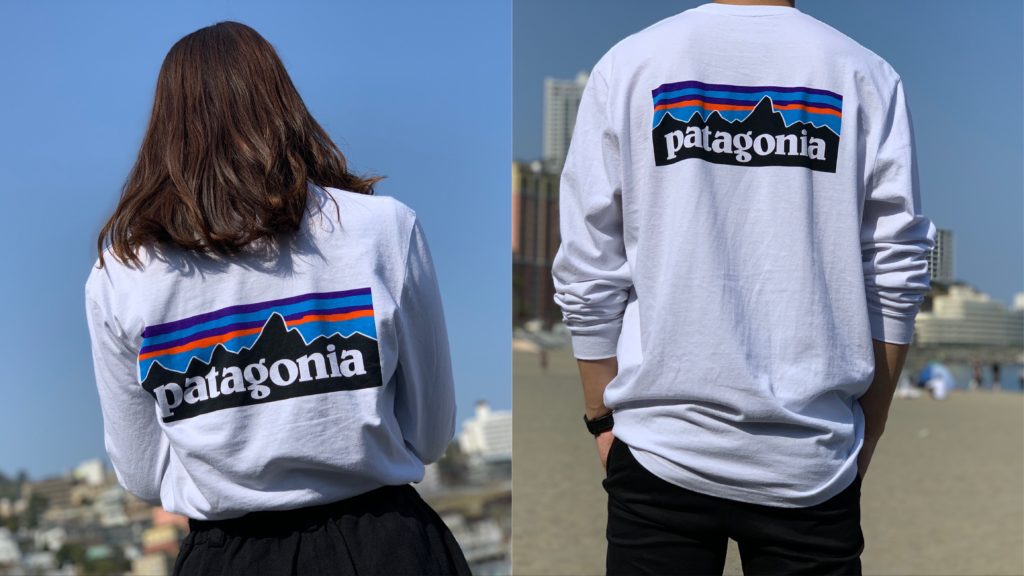 Patagonia カップルにおすすめ パタゴニアのペアルックtシャツ おすすめのロンtお揃いコーディネート 生地は厚めで透けにくいので女性にも A Ap Hope This Helps