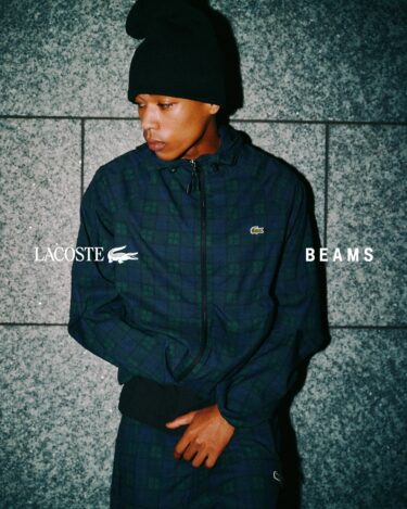 LACOSTE × BEAMS Plaid Hooded Jacket