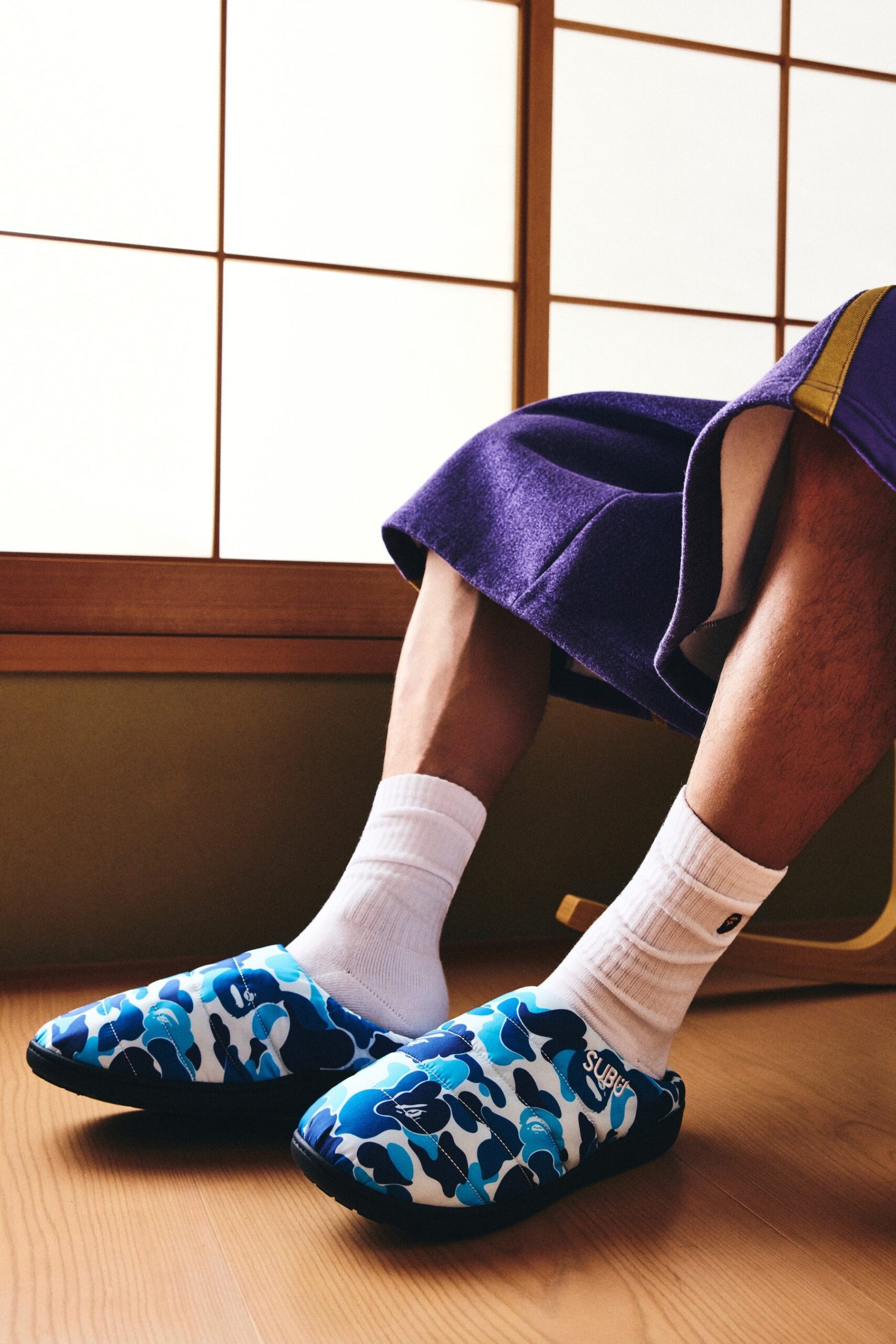 A BATHING APE x SUBU ABC CAMO PUFFER SANDALS ブルー